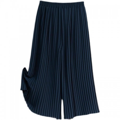 Elastic Waist Pleated Wide Leg Pants